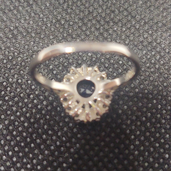 Lab-Created Sapphire/CZ Halo Ring - Picture 7 of 7